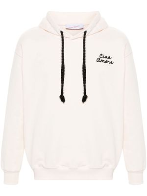 Giada Benincasa logo-embroidered cotton hoodie - Neutrals