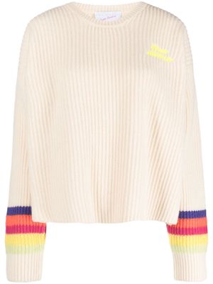 Giada Benincasa logo-embroidered striped ribbed jumper - Neutrals