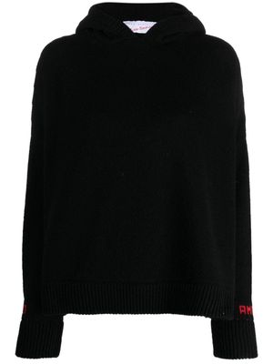 Giada Benincasa slogan-embroidered knitted hoodie - Black