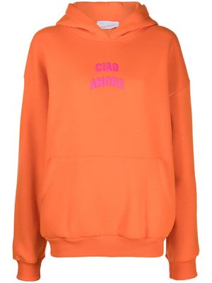 Giada Benincasa slogan-patch drop-shoulder hoodie - Orange