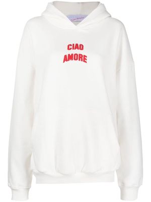 Giada Benincasa slogan-patch drop-shoulder hoodie - White