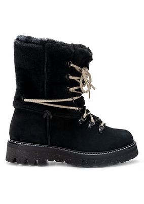 Giada Suede & Shearling Lace-Up Hiker Boots