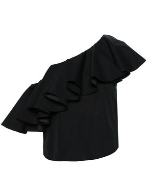 Giambattista Valli asymmetric ruffle-detail top - Black