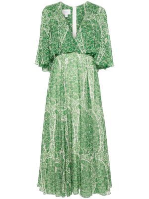 Giambattista Valli botanical-print silk midi dress - Green