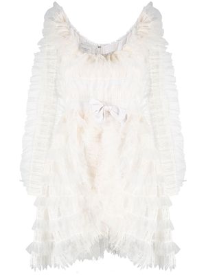Giambattista Valli bow-detail ruffled minidress - White