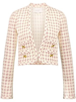 Giambattista Valli check-pattern tweed cropped jacket - Pink
