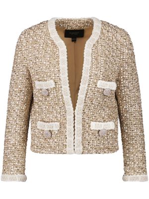 Giambattista Valli contrasting-trim bouclé jacket - Neutrals