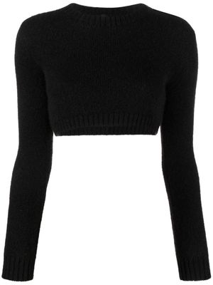 Giambattista Valli crew-neck cropped knit jumper - Black