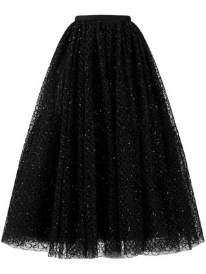 Giambattista Valli crystal-embellished embroidered-tulle skirt - Black