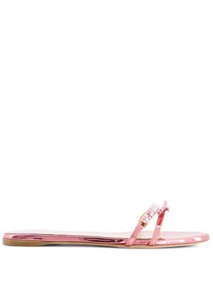 Giambattista Valli crystal-embellished leather slides - Pink