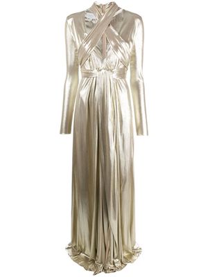 Giambattista Valli draped metallic-finish silk dress - Gold