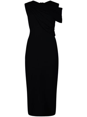 Giambattista Valli draped single-sleeve midi dress - Black