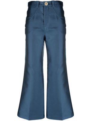 Giambattista Valli duchess satin flared trousers - Blue