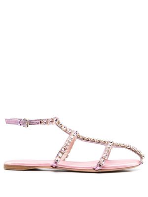 Giambattista Valli embellished caged flat sandals - Pink