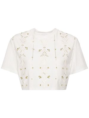 Giambattista Valli embroidered cotton croped top - White