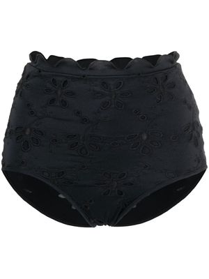 Giambattista Valli embroidered high-waist bikini bottoms - Black