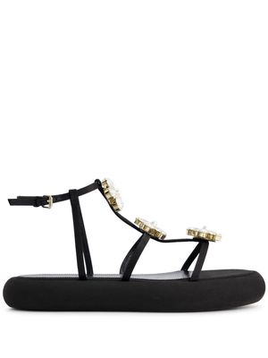 Giambattista Valli floral-appliqué flatform sandals - Black