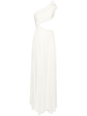 Giambattista Valli floral-appliqué strapless gown - White