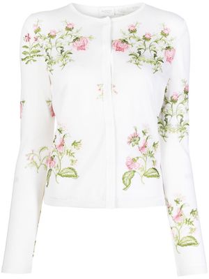 Giambattista Valli floral-embroidered cardigan - White