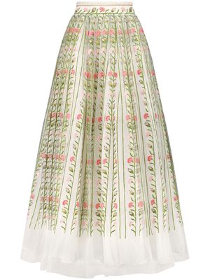 Giambattista Valli floral-embroidered maxi skirt - Green