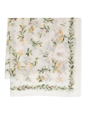 Giambattista Valli floral-print cashmere scarf - Neutrals