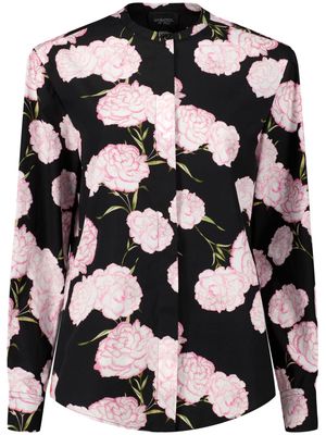 Giambattista Valli floral-print collarless shirt - Black