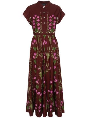Giambattista Valli floral-print flared dress - Brown