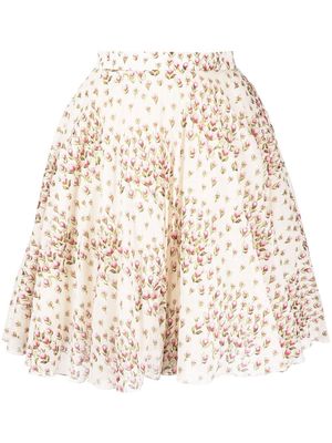 Giambattista Valli floral-print flared skirt - Neutrals