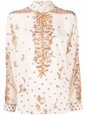 Giambattista Valli floral-print long-sleeve blouse - Neutrals
