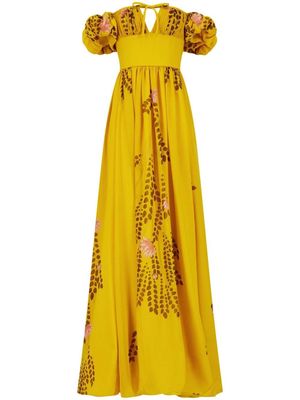 Giambattista Valli floral-print off-shoulder maxi dress - Yellow