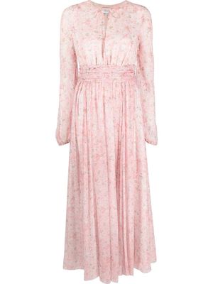 Giambattista Valli floral-print pleated silk dress - Pink
