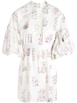 Giambattista Valli floral-print puff-sleeve dress - White