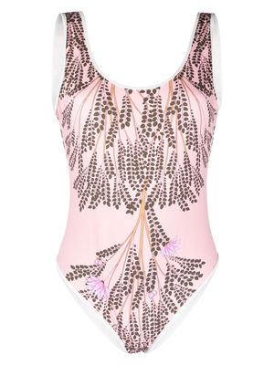 Giambattista Valli floral-print scoop-neck swimsuit - Pink