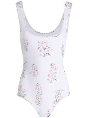 Giambattista Valli floral-print scoop-neck swimsuit - White