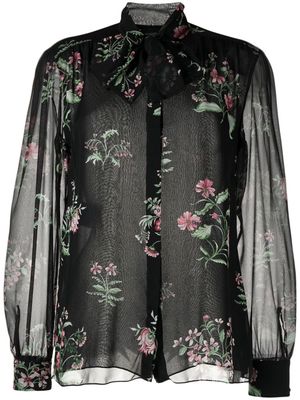 Giambattista Valli floral-print silk blouse - Black