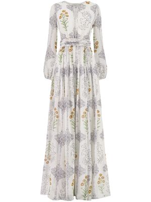 Giambattista Valli floral-print silk maxi dress - White