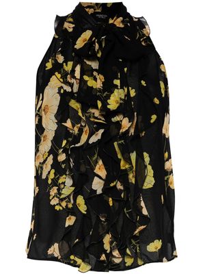 Giambattista Valli floral-print silk top - Black