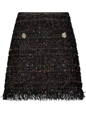 Giambattista Valli frayed-detail tweed skirt - Black