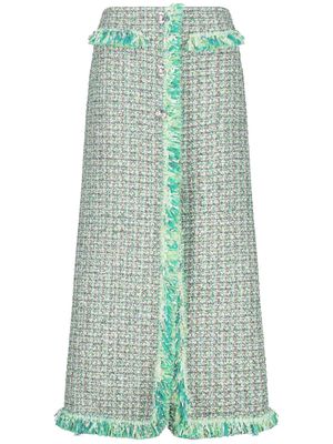 Giambattista Valli frayed-detail tweed skirt - Green