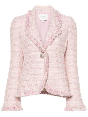 Giambattista Valli frayed-edge tweed jacket - Pink