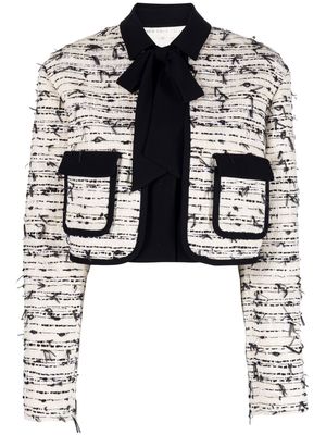 Giambattista Valli frayed tweed jacket - Neutrals