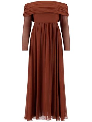 Giambattista Valli Georgette fully-pleated dress - Brown