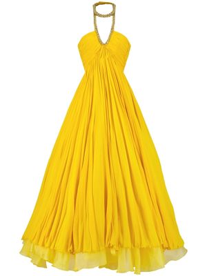 Giambattista Valli halterneck A-line maxi dress - Yellow