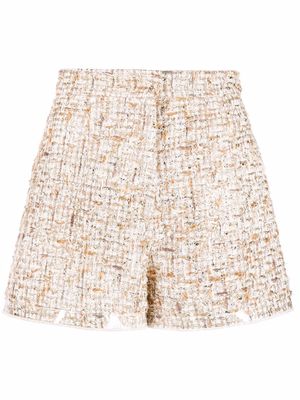 Giambattista Valli high-waist tweed shorts - Neutrals
