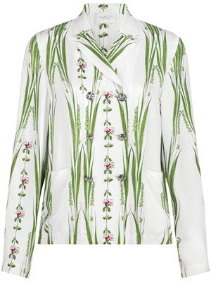 Giambattista Valli Jardin du Cap floral-print twill blouse - White