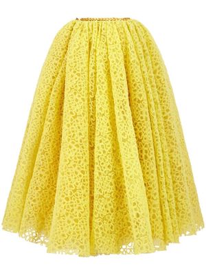 Giambattista Valli lace-embrioidered full skirt - Yellow