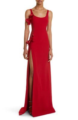 Giambattista Valli Lace Inset Bow Detail Gown in Red
