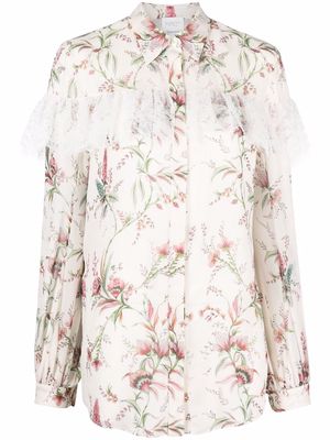 Giambattista Valli lace-trim floral shirt - Neutrals
