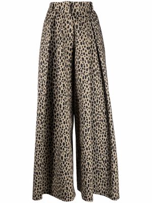 GIAMBATTISTA VALLI leopard-print wide-leg trousers - Neutrals
