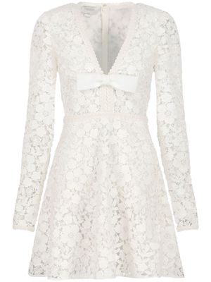 Giambattista Valli long-sleeve guipure-lace minidress - White